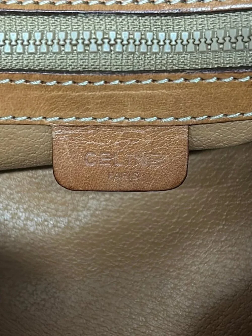 CELINE Macadam Dark Brown Beige Brown PVC Leather Backpack